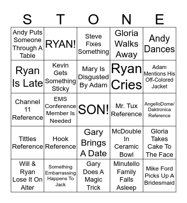 Merry Stonetello Wedding Bingo Card