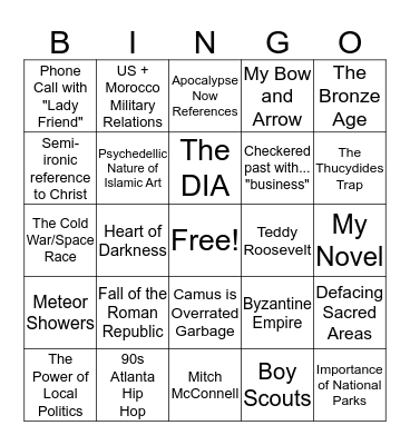 Will Burriss Bingo Card