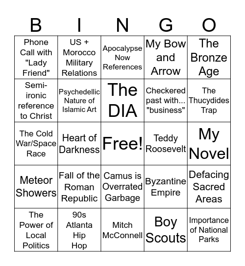 Will Burriss Bingo Card