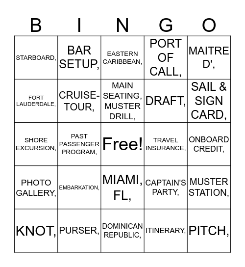 BLOSOM TRAVELS BINGO Card