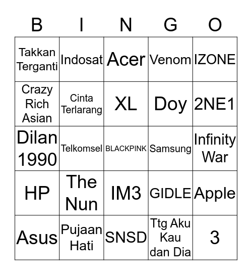 Binnie Bingo Card