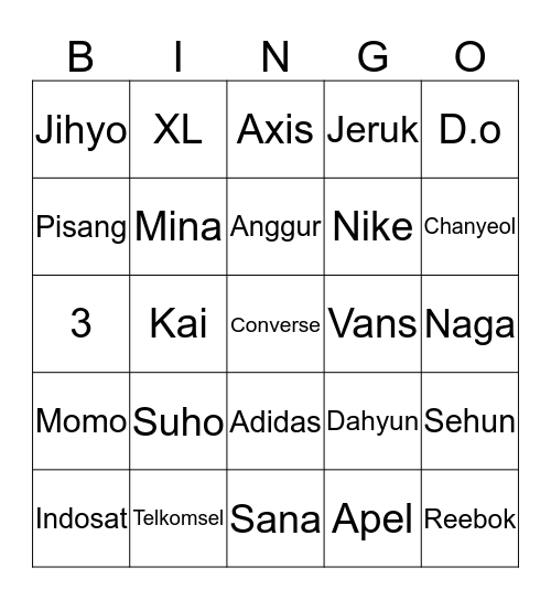 Aru Bingo Card