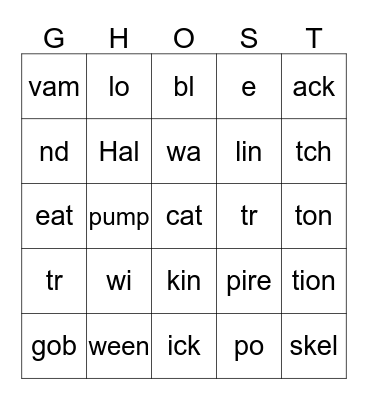 Halloween Bingo Card