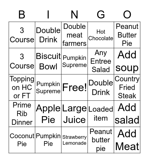 SATURDAY NIGHT BINGO Card