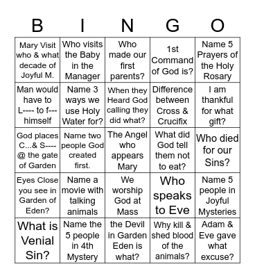 ADAM & EVE & JOYFUL MYSTERIES Bingo Card