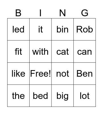 Bob and Ben Bingo Card