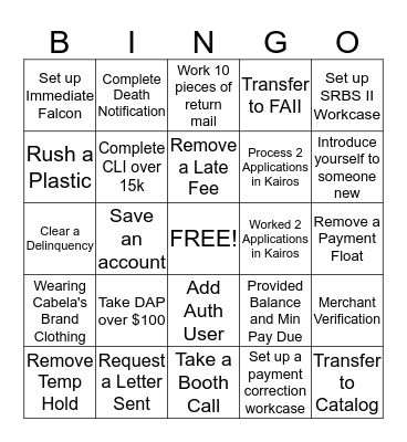 Customer Care SRBS I Bingo Card