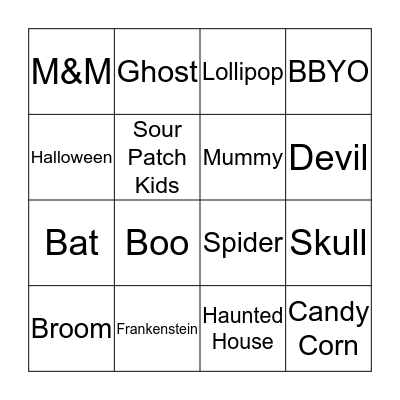 Fall Bingo Card