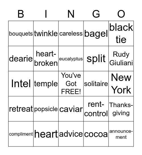 "You've Got Mail!"  BINGO Card