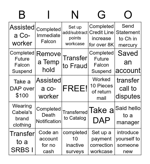 Customer Care BS III Bingo Card