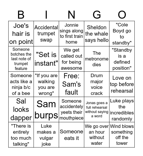 Trumpet State Week Bingo Card