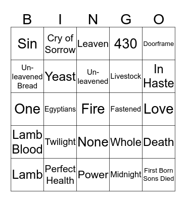 Bible Bingo Card