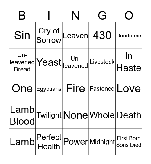 Bible Bingo Card