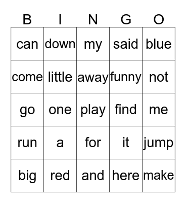 Friday Bingo Words Bingo Card