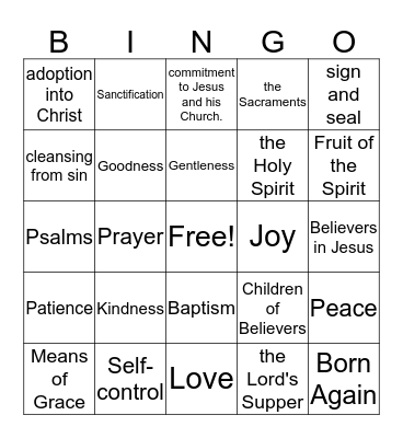Means of Grace Bingo Card