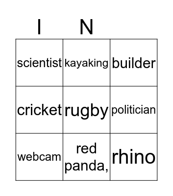 Bingo 5th grade Bingo Card