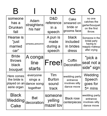 Wedding Bingo! Bingo Card