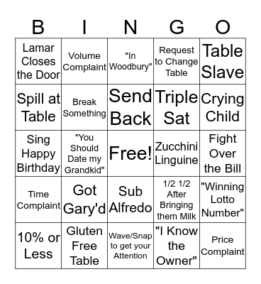 Butera's Bingo Card