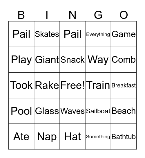 A Giant- Sized Day Bingo Card