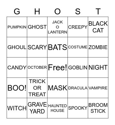 HAPPY HALLOWEEN Bingo Card