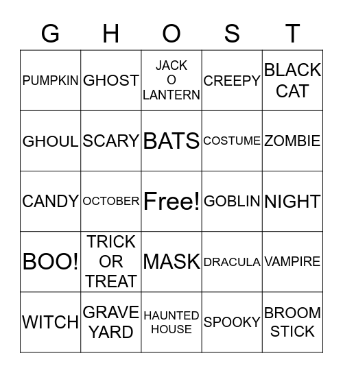 HAPPY HALLOWEEN Bingo Card