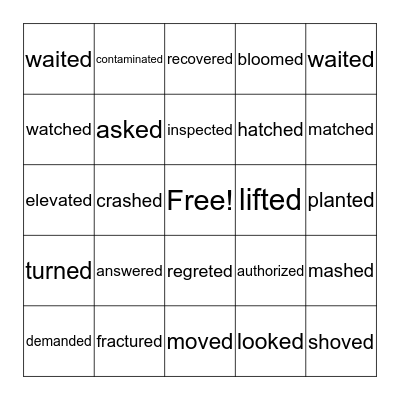 Verbs with -ed Bingo Card