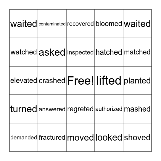 Verbs with -ed Bingo Card