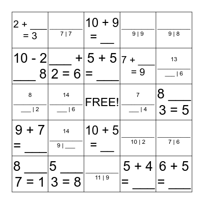 Parts and Wholes BINGO Card