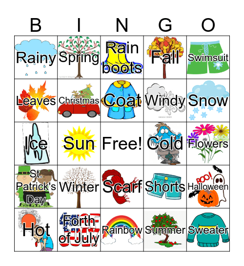 Seasons Bingo Card