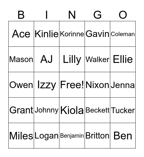 Friend Bingo Card