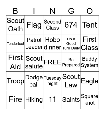 Scout Bingo Card