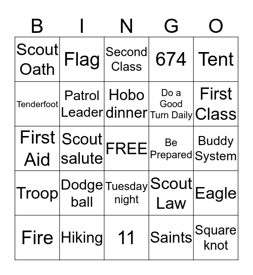 Scout Bingo Card