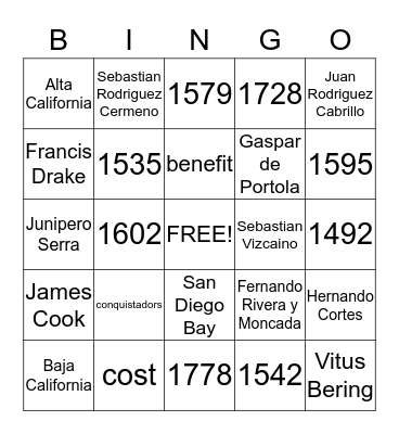 Early Explorer Bingo Card