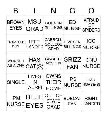 Icebreaker Bingo Card