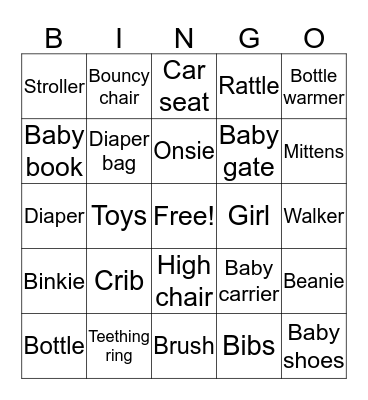 Baby Bingo Card
