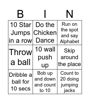 LET'S GET MOVING BINGO Card