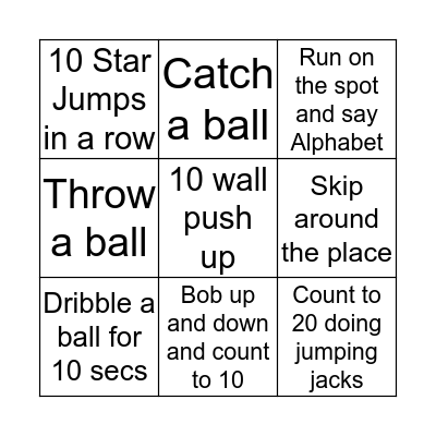LET'S GET MOVING BINGO Card
