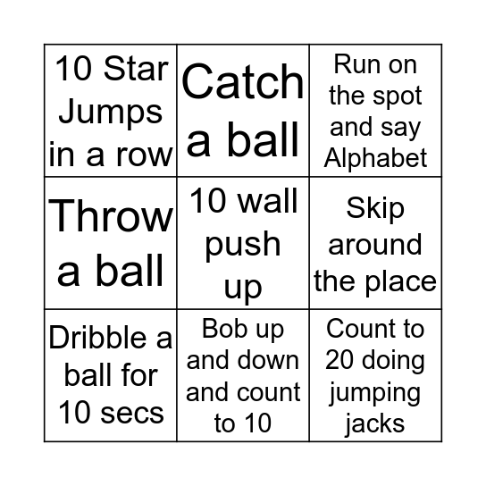 LET'S GET MOVING BINGO Card