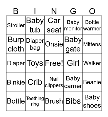 Baby Bingo Card