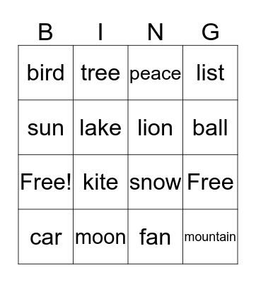 Abraham Lincoln Bingo Card