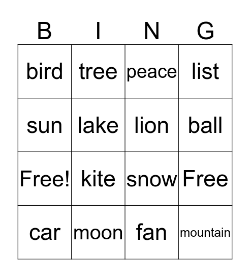 Abraham Lincoln Bingo Card