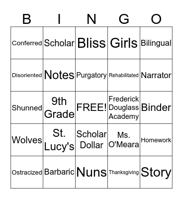Ms. O'Meara Bingo Card