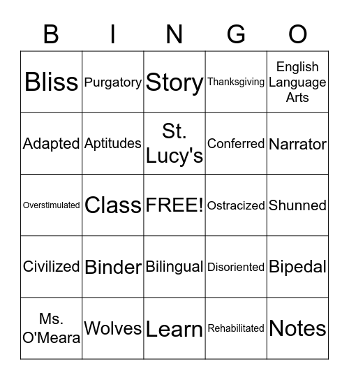 Ms. O'Meara's Class Bingo  Bingo Card