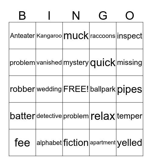 Words We Know! Bingo Card