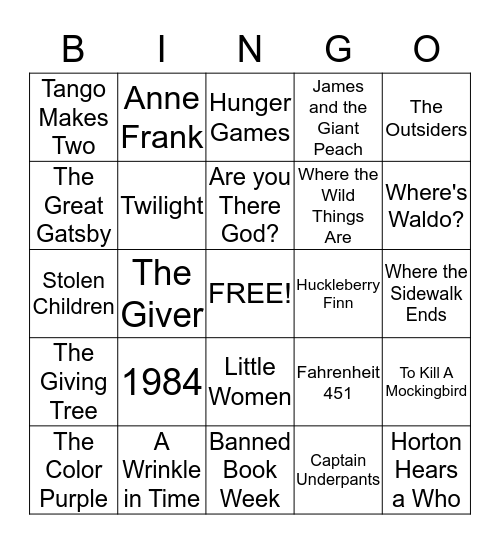 Intellectual Freedom Bingo Card
