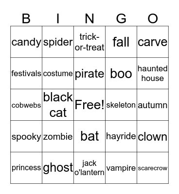 Halloween Bingo Card