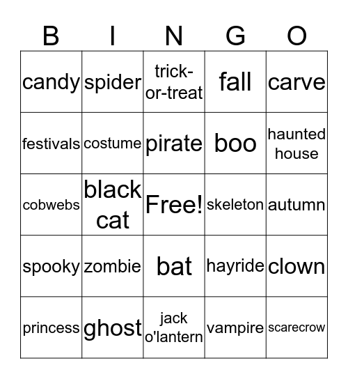 Halloween Bingo Card