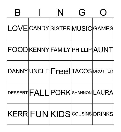 KERRINGO Bingo Card