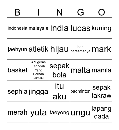 BINGO IDOL Bingo Card