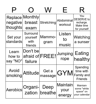 POWER Bingo Card